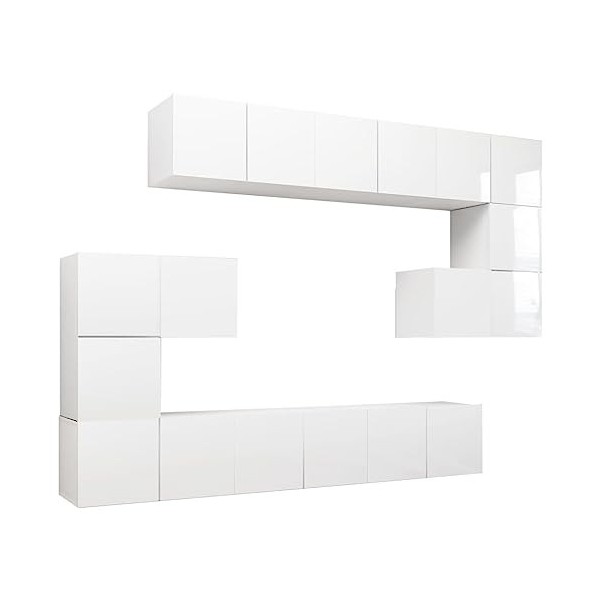 VEEKI Meuble TV, Meuble TV Suspendu, Meuble TV Blanc, Meuble TV Industriel, Meubles de Salon, Salon, Chambre, Cadre en Acier,