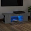 Keyur Meuble TV, Banc TV Buffet Bas Support de Télévision Meuble Télé Meuble TV avec lumières LED Sonoma Gris 90x39x30 cm