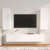 DCRAF Home Hardware Businese Meuble TV 4 pièces en bois Blanc brillant
