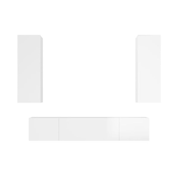 DCRAF Home Hardware Businese Meuble TV 4 pièces en bois Blanc brillant