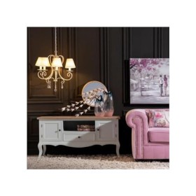 Tousmesmeubles Meuble TV 2 Portes 1 tiroir Bois/Gris - Camilla - L 120 x l 45 x H 60 cm - Neuf