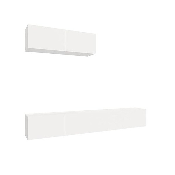 DCRAF Home Hardware Businese Meuble TV 3 pièces en bois dingénierie Blanc