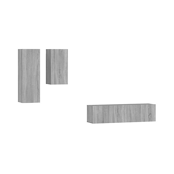 TEKEET Home Hardware Businese Meuble TV 4 pièces en bois Sonoma Gris