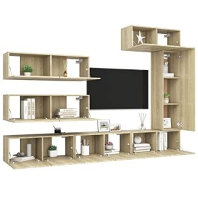 Susany Ensemble de Meuble TV 7 pcs Chêne Sonoma Aggloméré,Meuble TV,Meuble de Salon,pour Salon,Bureau,Divertissement