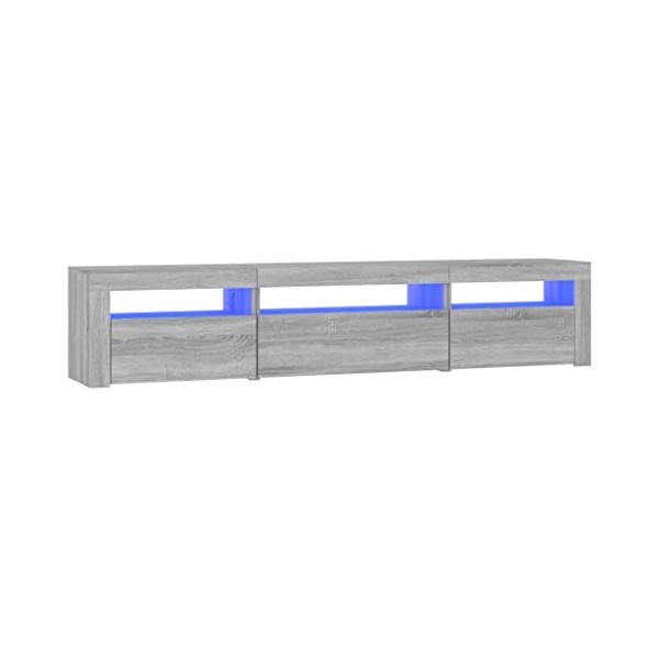 TEKEET Home Hardware Businese Meuble TV avec lumières LED Gris Sonoma 195 x 35 x 40 cm