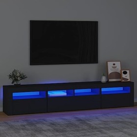 SHAPLE Home Hardware Businese Meuble TV avec lumières LED Noir 210 x 35 x 40 cm