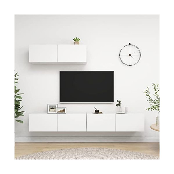 TALCUS Home Hardware Businese Lot de 3 meubles TV en bois dingénierie Blanc