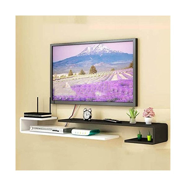 WANLIAN Meuble TV flottant de 140 cm à fixation murale pour salon, chambre à coucher rouge 