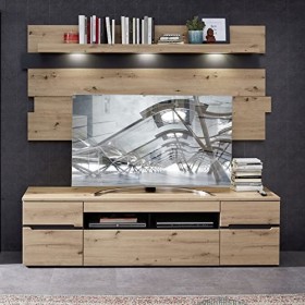 Stella Trading Bas de la Marque Memphis-Aspect chêne Artisan-Graphite-Meuble TV Moderne avec tiroir et Beaucoup despace de R