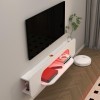 Bixiaomei Meuble TV flottant avec lumières LED, étagères murales de 122 cm avec 3 grandes armoires, console multimédia modern