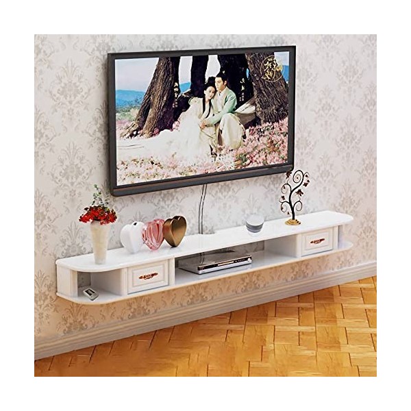 StrOux Meuble TV Flottant, Console TV Suspendue, Meuble TV Flottant, DVD Mural Hello