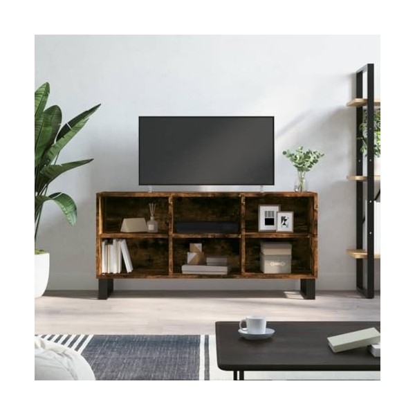 Annlera Meuble TV Chêne Fumé 103,5x30x50 cm Bois dingénierie Classique Banc TV Décorer Pièce Minimaliste Armoire TV Fonction