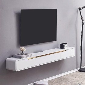 FPIGSHS Console Multimédia Murale 120/150cm, Meuble TV Armoire Murale Lowboard, Étagères De Décodeur TV AVCE 2 Tiroirs,Suppor