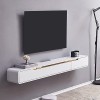 FPIGSHS Console Multimédia Murale 120/150cm, Meuble TV Armoire Murale Lowboard, Étagères De Décodeur TV AVCE 2 Tiroirs,Suppor