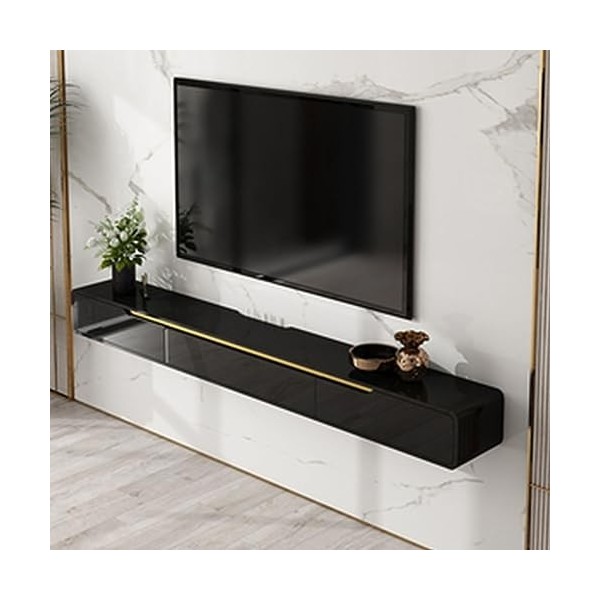 FPIGSHS Console Multimédia Murale 120/150cm, Meuble TV Armoire Murale Lowboard, Étagères De Décodeur TV AVCE 2 Tiroirs,Suppor
