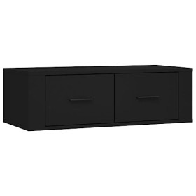 FAMIROSA Meuble TV Suspendu Noir 80x36x25 cm Bois dingénierie 16.3KG 