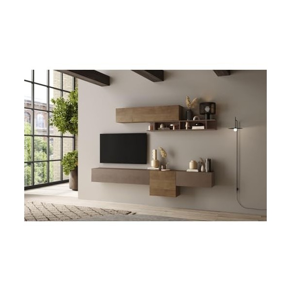 PRICE FACTORY just for you Ensemble de Meubles de Salon Collection FANZY 4 Portes. Coloris Marron et chêne