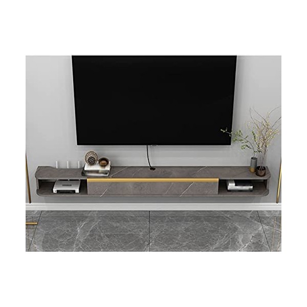 Meuble TV Flottant, Étagère Ouverte Étagère De Rangement Multimédia en Bois, pour Lecteur Blu-Ray Boîte De Télévision par Sat