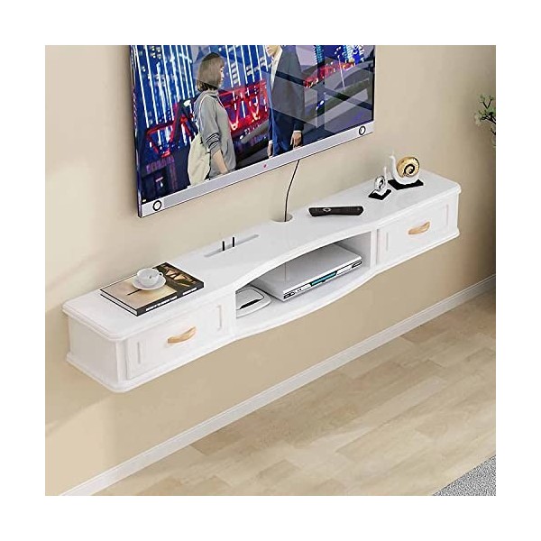 CENAP Meuble TV Mural, étagère de Rangement multimédia en Bois pour Console TV Suspendue avec tiroirs, Meuble de Rangement TV