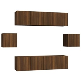 DCRAF Home Hardware Businese Meuble TV 6 pièces Chêne Marron