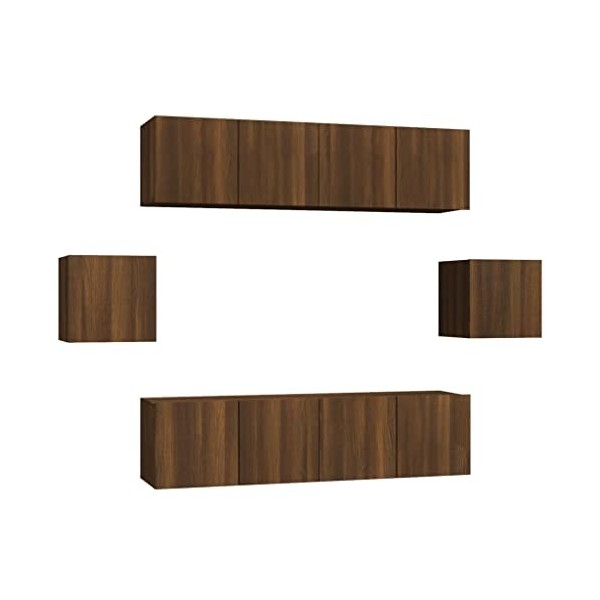 DCRAF Home Hardware Businese Meuble TV 6 pièces Chêne Marron