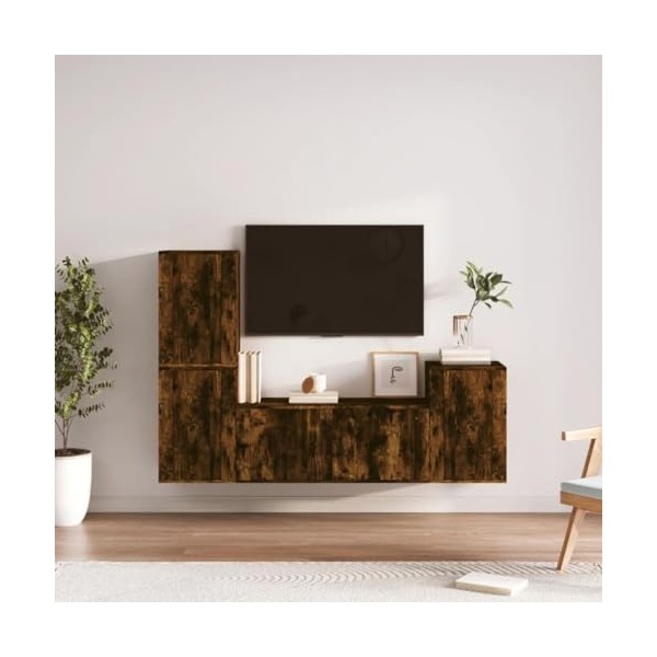 TALCUS Home Hardware Businese Meuble TV 4 pièces en chêne fumé
