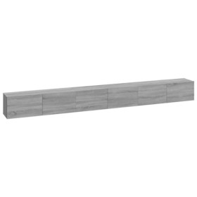 WOODEY Meuble TV 3 pièces Gris Sonoma Meuble en bois dingénierie