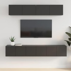 Home Hardware Businese Meuble TV 5 pièces en bois Noir