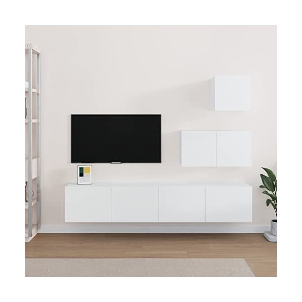 TALCUS Home Hardware Businese Ensemble de 4 meubles TV en bois dingénierie Blanc