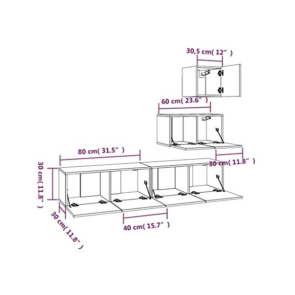 TALCUS Home Hardware Businese Ensemble de 4 meubles TV en bois dingénierie Blanc