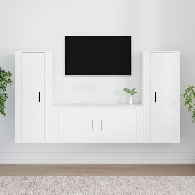 Home Hardware Businese Meuble TV 3 pièces en bois dingénierie Blanc