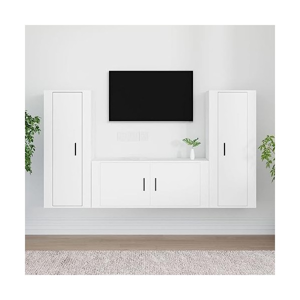 Home Hardware Businese Meuble TV 3 pièces en bois dingénierie Blanc