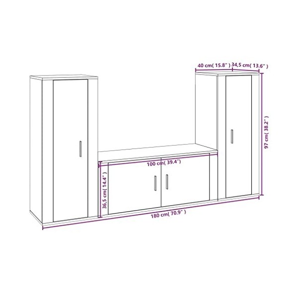 Home Hardware Businese Meuble TV 3 pièces en bois dingénierie Blanc