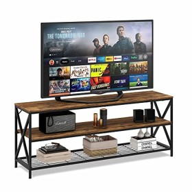 Hompenny Meuble TV pour télévision jusquà 65", centre de divertissement industriel pour salon, chambre à coucher, console TV
