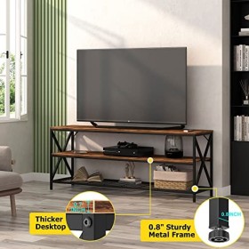 Hompenny Meuble TV pour télévision jusquà 65", centre de divertissement industriel pour salon, chambre à coucher, console TV