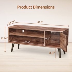 AM alphamount Console TV rétro en bois, noyer, 55 pouces