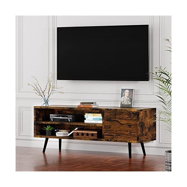 Shintenchi, Meuble rétro avec Rangement pour TV jusquà 55", Marron Rustique