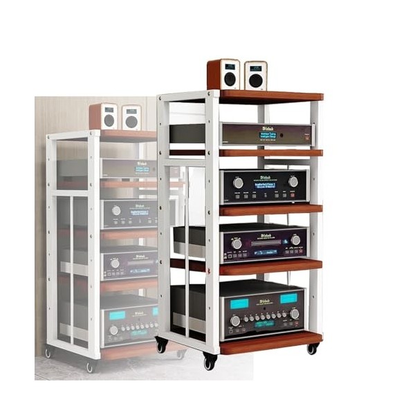 Support Audio Amovible À 5 Étagères, Support Dangle, Tour De Support Audio Stéréo, Étagères Réglables, Supports De Rangement