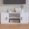 Keyur Meuble TV, Banc TV Buffet Bas Support de Télévision Meuble Télé Meuble TV Blanc Brillant 100x35x40 cm Bois dingénierie
