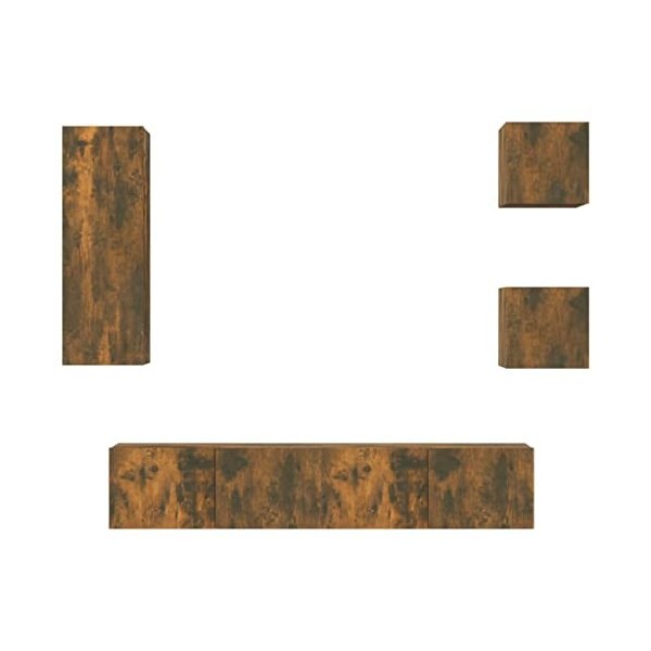 TEKEET Home Hardware Businese Meuble TV 5 pièces en chêne fumé