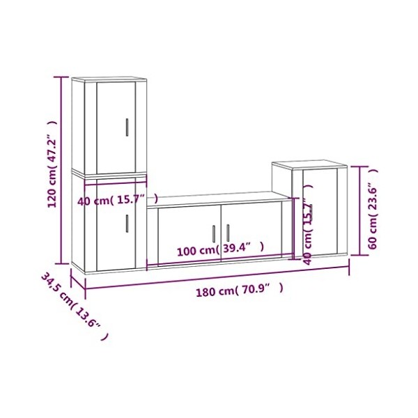 RAUGAJ Home Hardware Businese Ensemble de 4 meubles TV en bois dingénierie Blanc