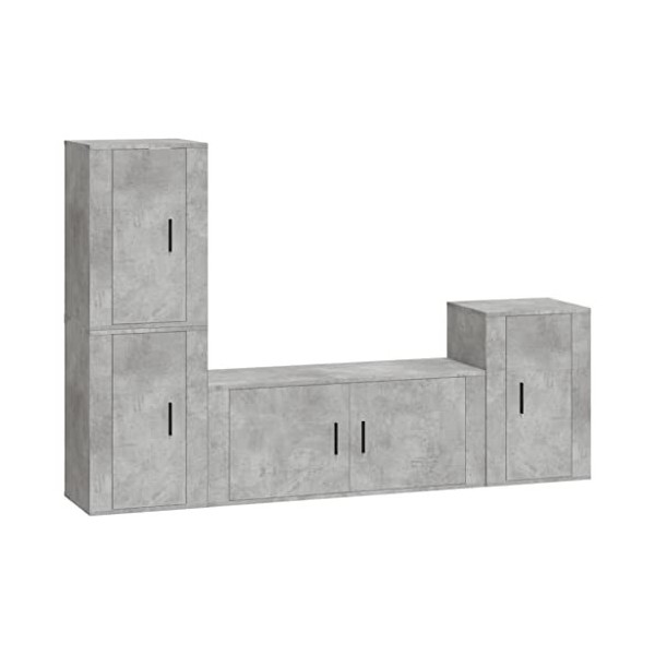 TALCUS Home Hardware Businese Meuble TV 4 pièces en bois Gris béton