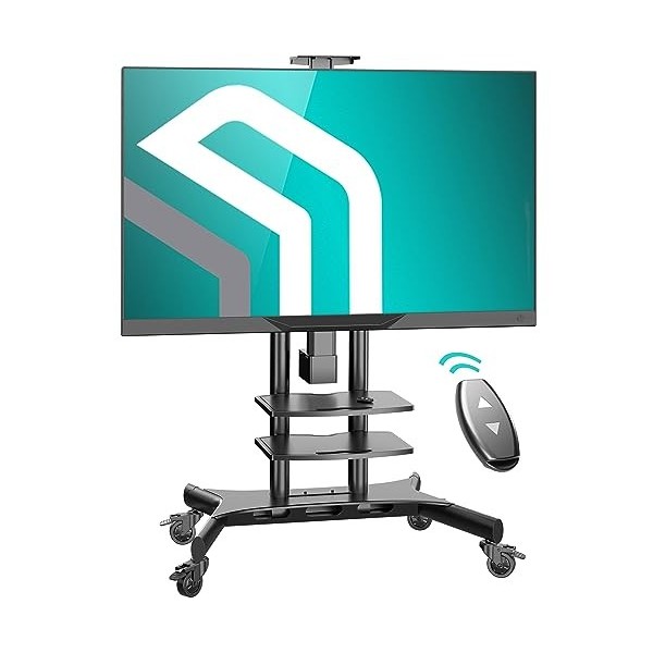 ONKRON Support TV Motorisé pour 50-86 Pouces, Meuble TV Escamotable jusquà 90 kg - Support TV roulettes Motorisé Max VESA 80