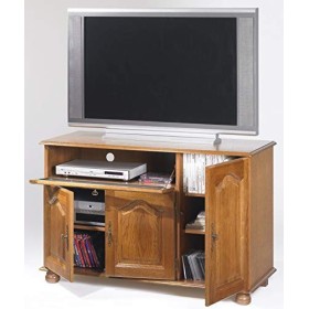 ACTUAL DIFFUSION Meuble TV 55 Pouces Chêne 3 Portes 1 Abattant Vitré 6 Niches Longueur 120.6 Hauteur 77 Profondeur 46.5 cm