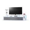 Vladon Meuble TV Bas Leon V3, Corps en Blanc Haute Brillance/Façades en avola-Anthracite avec Une bodure en Blanc Haute Brill