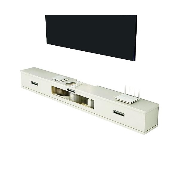 YUZDNM Meuble TV, Meuble TV Bas, Console Multimédia Murale, Étagère Flottante pour Meuble TV 120/140/160cm, Étagère Audio Vid
