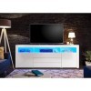 Stella Trading Goal Gal Bas éclairage LED Bleu – Meuble TV avec Beaucoup despace de Rangement pour Votre Salon, Bois dingén