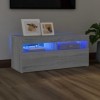 Meuble TV avec lumières LED Sonoma Gris 90x35x40 cm - Meuble Chambre, Support Télé pour Salon Salle à Manger Chambre, Style I