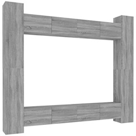 Ensemble de Meubles TV 8 pcs Sonoma Gris Bois dingénierie - Meuble TV de Salon Banc Télé Industriel, Support Rangement Conso