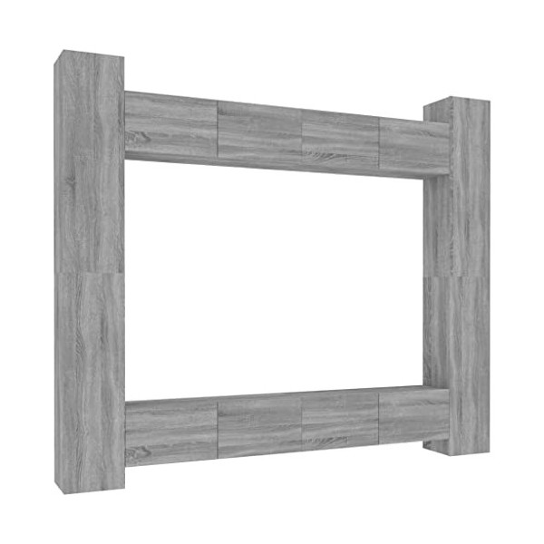 Ensemble de Meubles TV 8 pcs Sonoma Gris Bois dingénierie - Meuble TV de Salon Banc Télé Industriel, Support Rangement Conso